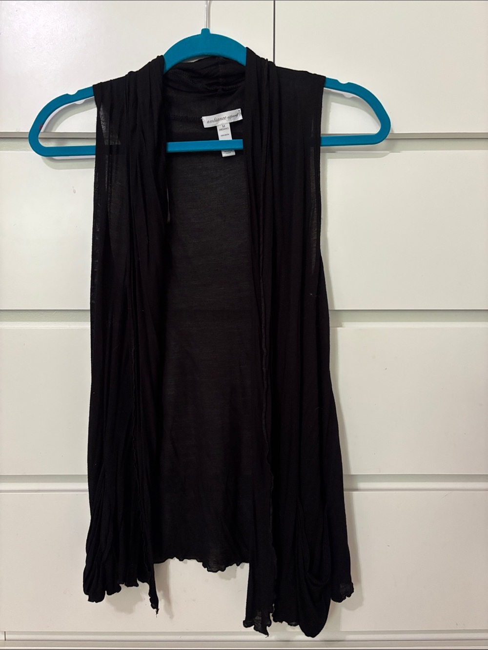 Ambiance Black Sleeveless Draped Open Front Tunic Vest